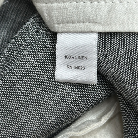 Banana Republic 100% Linen Dark Marled Grey The Martin Fit Trouser Pants Size 14 - Picture 8 of 12